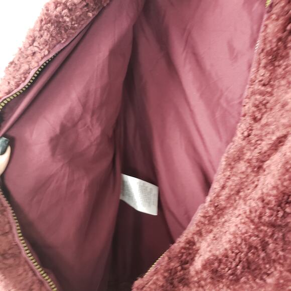 Pendleton Women's M Full Zip Fuzzy Jacket Burgundy Red Fall Granola Girl Shacket - Picture 11 of 11